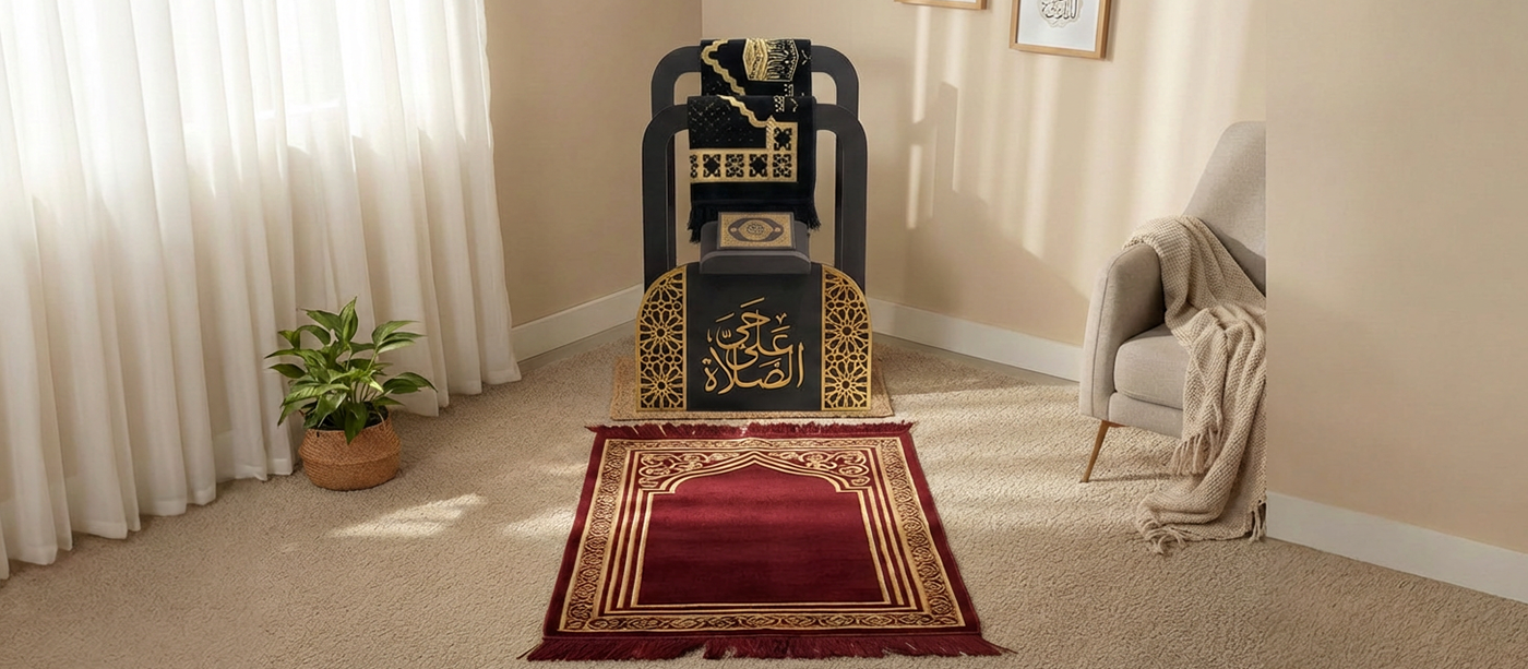 طقم صلاة خشبي فاخر مع حامل مصحف